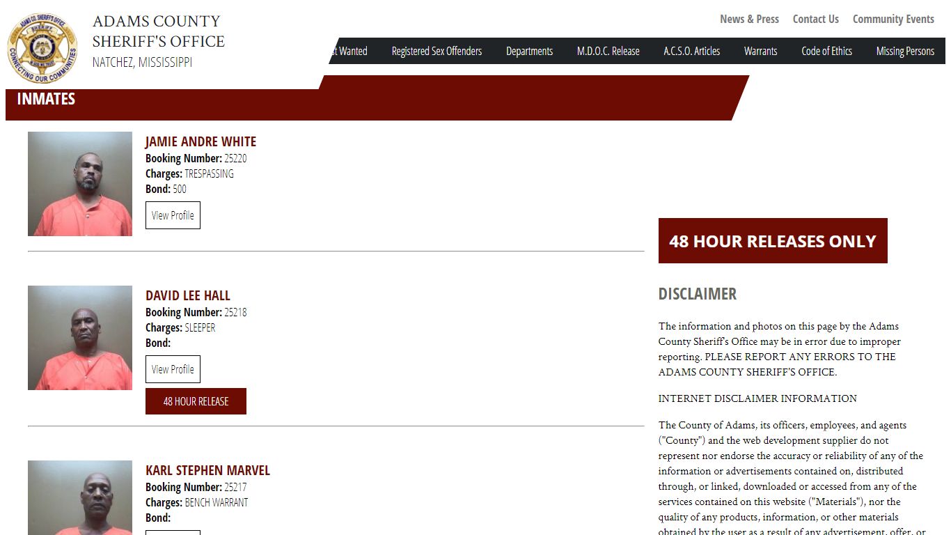 Inmate Roster – Adams County Sheriff's Office